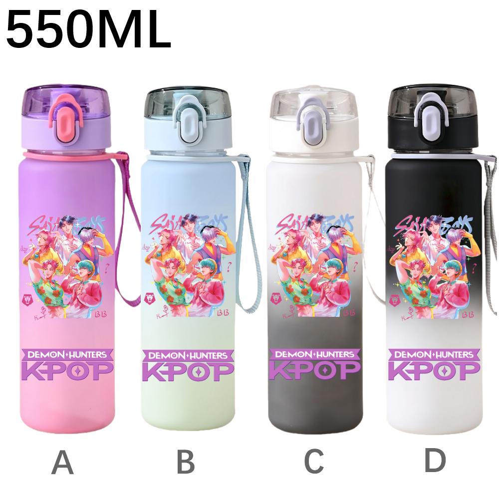 550ML KPop Demon Hunters Cartoon Print Sport Water Bottle Leak Proof Water Cup Outdoor Sports Drinking Bottle Birthday Gifts