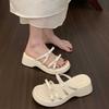 Butterfly-knot Platform Heel Women Slippers Concise Dress Street Style Slides Summer Ladies Outdoor Sandalias