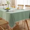Light Green Tassel Cotton Tablecloth Rectangle/Round Wedding Christmas Halloween Parties Kitchen Dinning Table Covers Decoration
