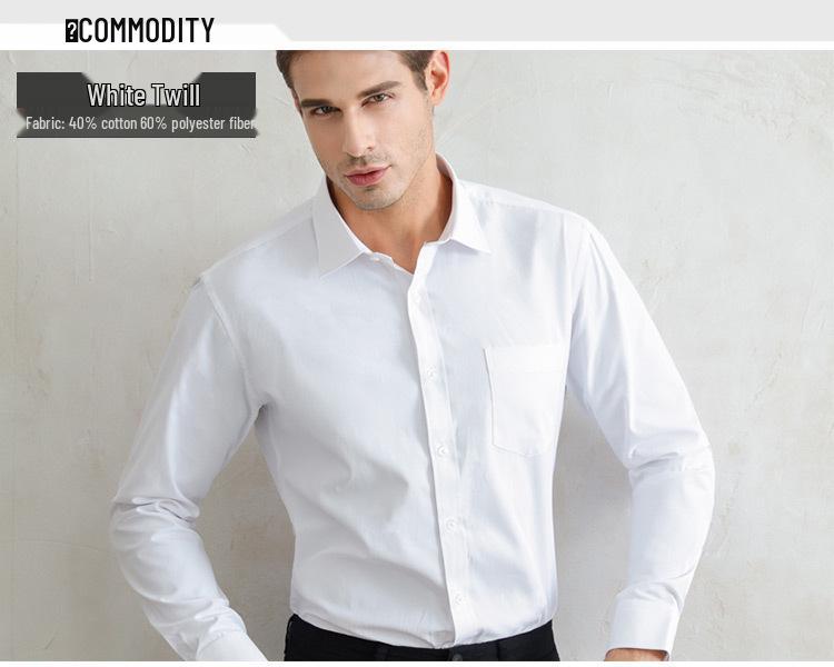 Men's Plus Size Slim Fit Long Sleeve White Shirt - Business Casual Autumn Wear