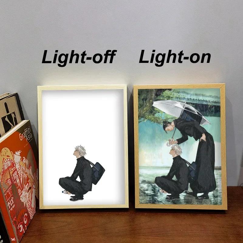 Anime Jujutsu Kaisen Led Light Painting Anime Figure Customized Led Night Lamp Painting Decor Photo Frame Desk Room Decoration