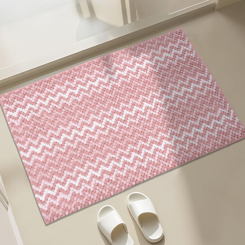 Ripple Texture Chenille Bath Mat, Plush Tufted Bathroom Carpet, Ultra Soft Fast-Absorbing, Rapid-Dry with TPR Anti-Slip Base