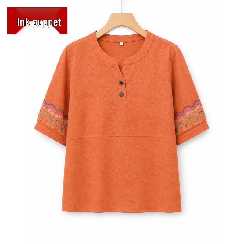 Women s Ethnic Style Mid-Sleeve T-Shirt 3XL
