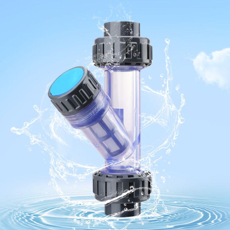 Transparentes PVC Y-Typ Filter Fisch für Aquarium PVC Rohrverbinder Bewässerungsfilter