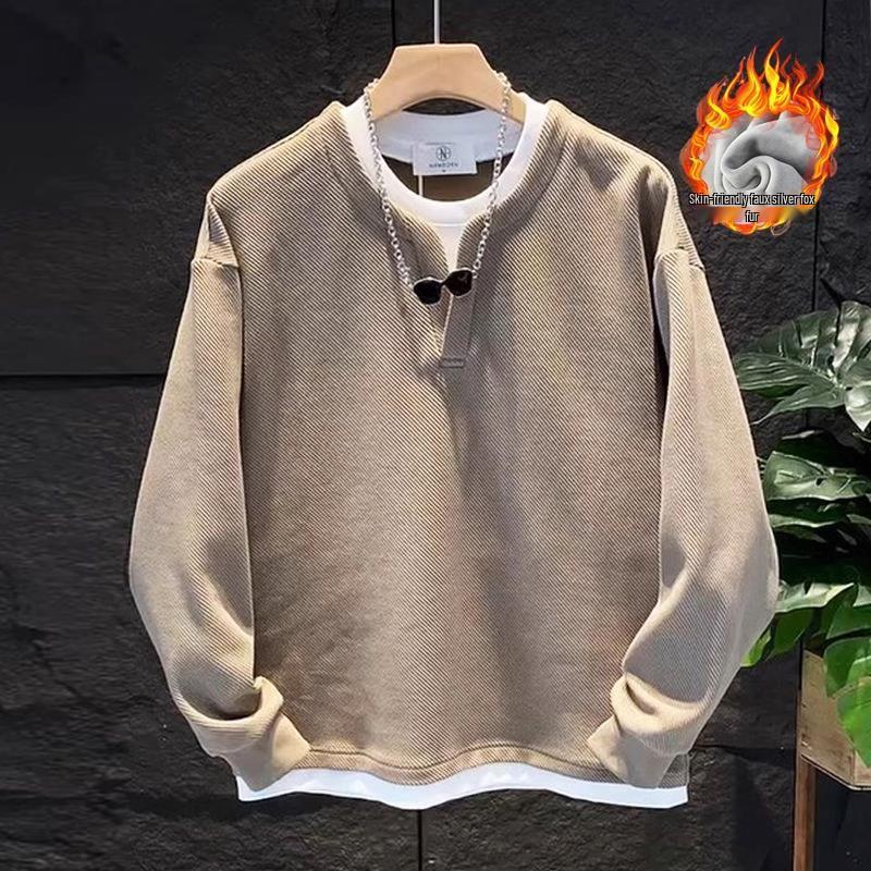 Herren Trendiger Lockerer Zweiteiler mit Langarm Kapuzenpullover im Koreanischen Stil