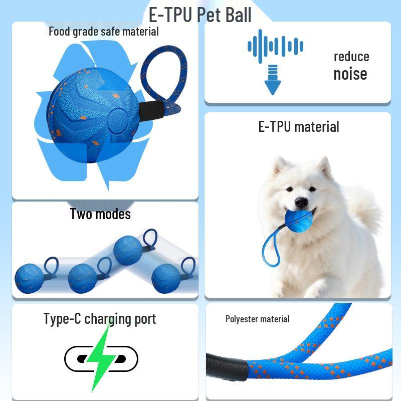 Cross-Border Electric Smart Dog Teasing Ball: Bite-Resistant E-TPU Pet Entertainment Bouncing Ball with Rope.