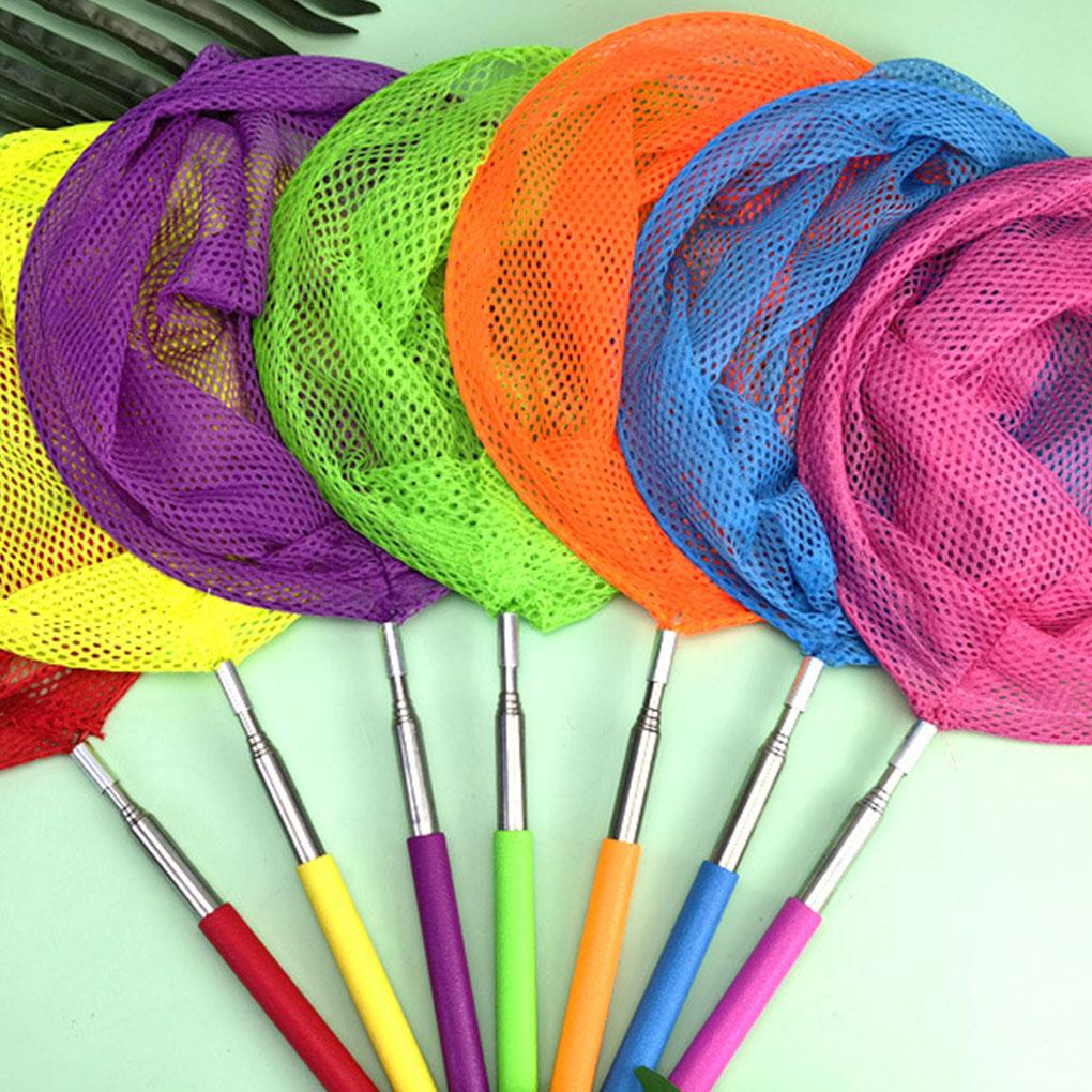 Retractable Stainless Steel Pool Net Durability and Exquisite Craft Impact-Resistant Butterfly Dragonfly Net Fish Net, Blue