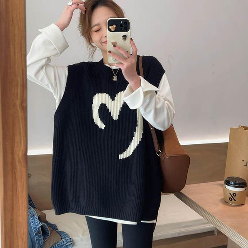 Vest for Women Cotton Winter Sleeveless Tops Knitted Sweater Vest Oversize Thickened Casual Vest