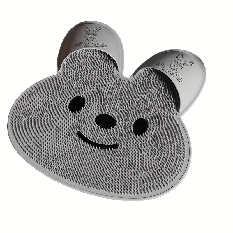 

Силиконовый нескользящий коврик для ванной, коврик для массажа стоп в виде кролика | Удаление омертвевшей кожи, скраб для ног для душа, незаменим для домов на колесах и домашних ванных комнат 1pcs серый