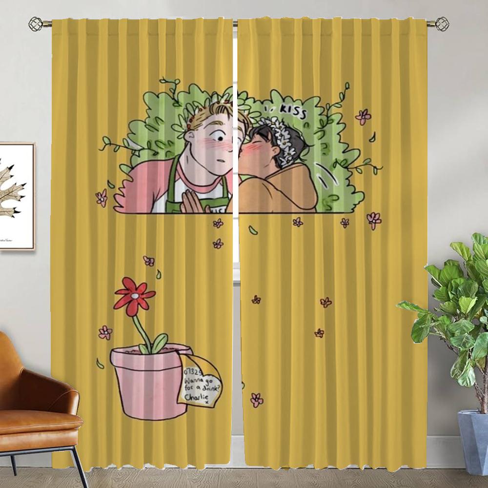 Eleganta rumsgardiner 2 delar Heartstopper fönstergardin för rum 2 paneler tyll för sovrum heminredning gardiner avskärmning