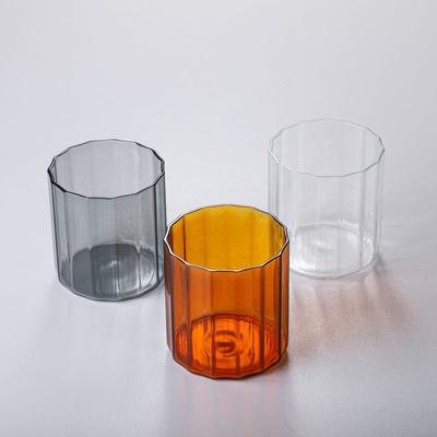 High Borosilicate Colored Glass Coffee Cup Cut Craft Cup Mouth, Polygonal Coffee Cup Water Cup Tea Cup