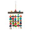 Wooden Parrot Activity Chewing Block Toy With Colorful Beads And Climbing Perch For Mental Physical Health Cage Toy
