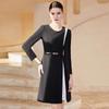 2024 Autumn Hepburn Style Black Round Neck Dress for Women: Elegant, Professional, and Perfect for Commute