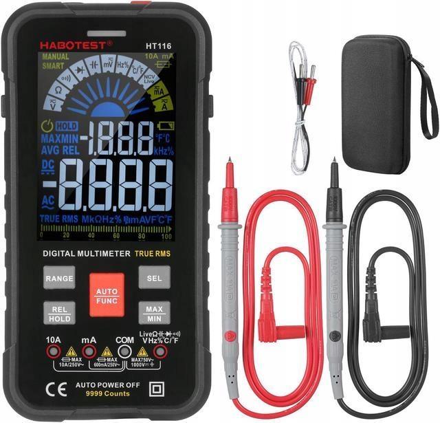 Digital Handheld Multimeter Voltage Tester True Rms Ncv + Battery Case