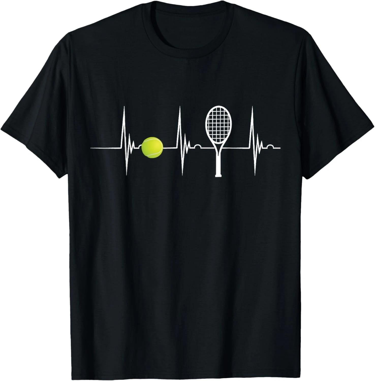 Tennis Lover Tennis Heartbeat EKG Pulse Racket Sport Gift Unisex T-Shirt 4XL