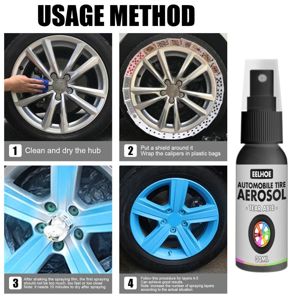 30ml Auto Wheel Spraying Film Car Tire Body Wheel Self-painting Hand-tearable Wheel Hub Paint Spraying Film Car Tire Color Spray