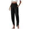 Women's Fashion Temperament Color Casual Bunched Foot Pants Loose Pocket Cotton Hemp Cloth Small Foot Pants