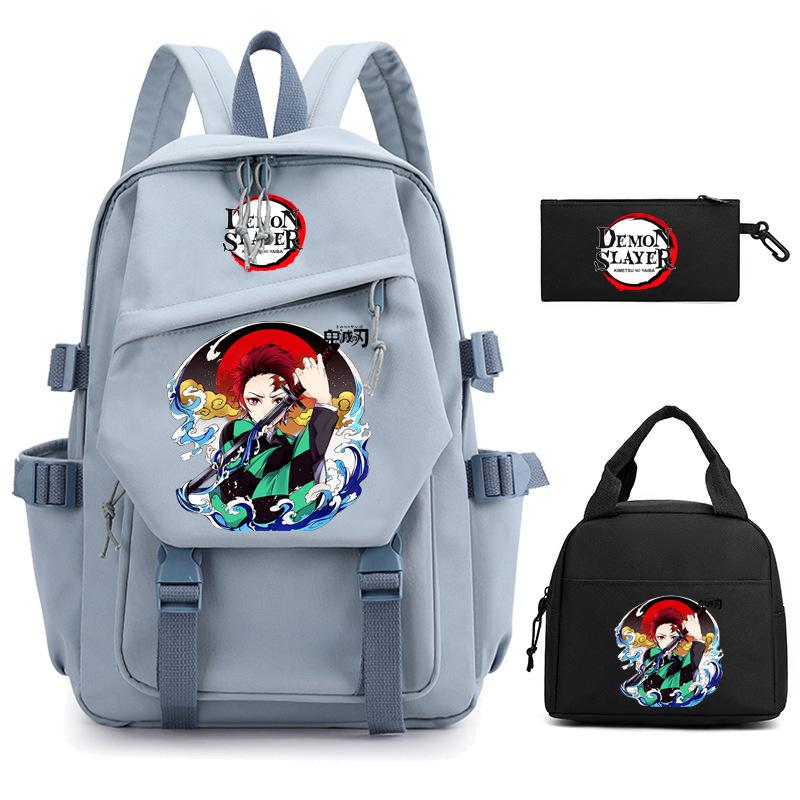 Ghost Extermination Surrounding Animation Schoolbag Trend Primary And Secondary School Students Leisure Backpack College Meal Bag Pencil Bag Set