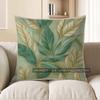 Home Decor Teal & Gold Leaf Pattern Decorative Throw Pillow Pattern Cushion Cover Suitable For Sofa Bedroom Car Pillow Cover