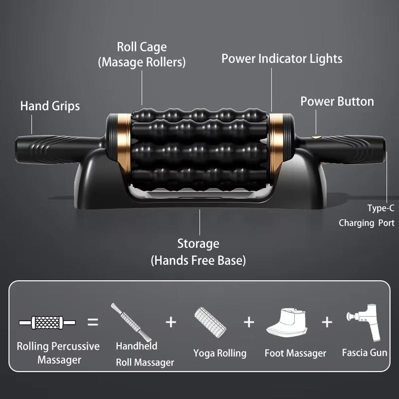 2025 New Foot Massage Roller for Shiatsu Acupoint Percussion Leg Roller Massager Relief Muscle Pain Relax Stress Massager