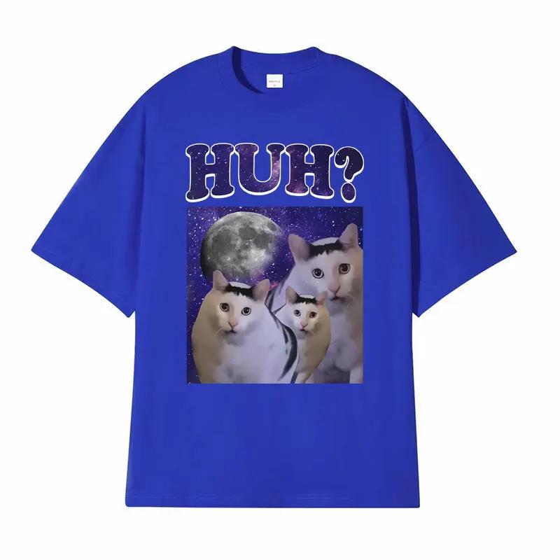 Funny Huh Meme Cat Humor T Shirt Trending Unisex Fashion Vintage Tee Shirt Summer Casual Cotton Short Sleeve T-shirt Tops