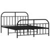 Bed Frame with Headboard and Footboard Metal Black 135 X 190 Cm