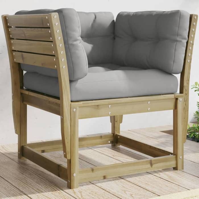 VidaXL Canapé de Jardin Accoudoir Coussins, Chaise de Terrasse avec Dossier, Fauteuil de Salon Patio Extérieur, Bois Massif 844698