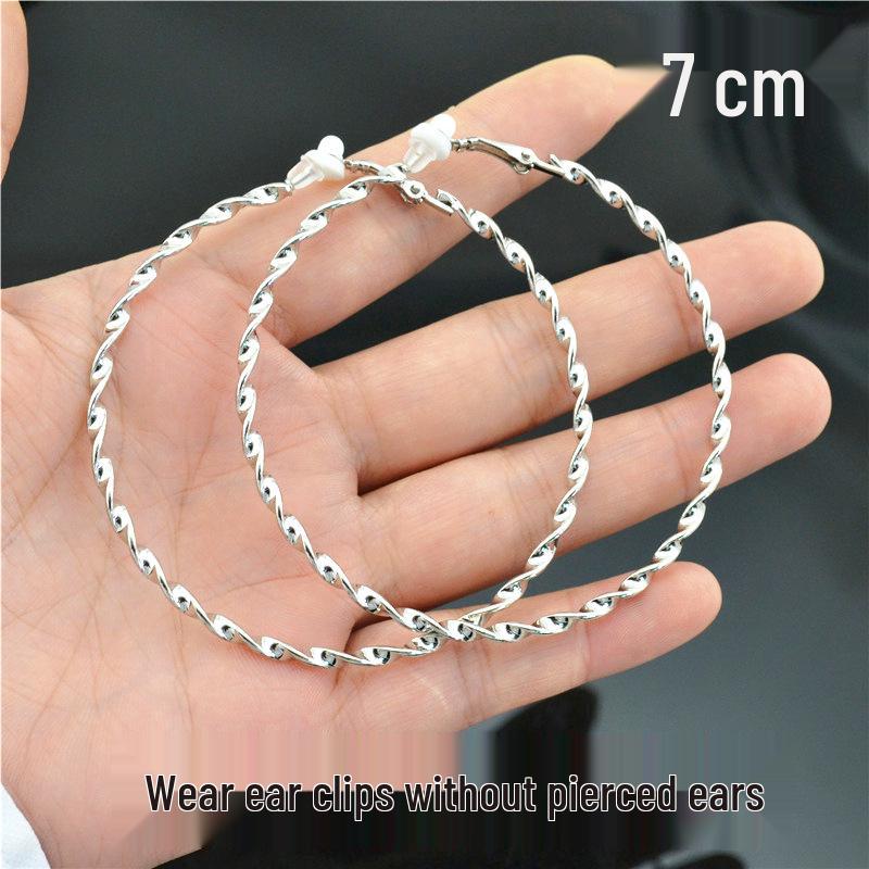 Women’s Shiny Twisted Circle Ear Clips - Gold & Silver, No Piercing Needed