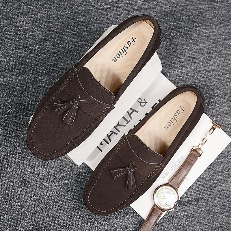 2025 Suede Leather Shoes Loafers Men Flats Slip On Male Driving Mocassim Masculino Men Casual Shoes Fashion Dress Footwear