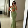 European and American Light and Mature Style Hollow Kink Design Sense Elegant Sleeveless Dress Tight and Thin Sexy Step Skirt Long Dress