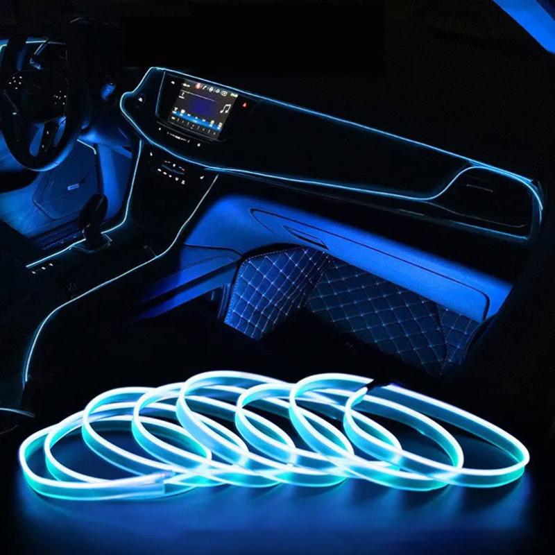 1M/2M LED dekorativní lampa do interiéru auta El drát Neonová páska Pro Auto DIY Flexibilní ambientní světlo USB Party atmosféra Dioda