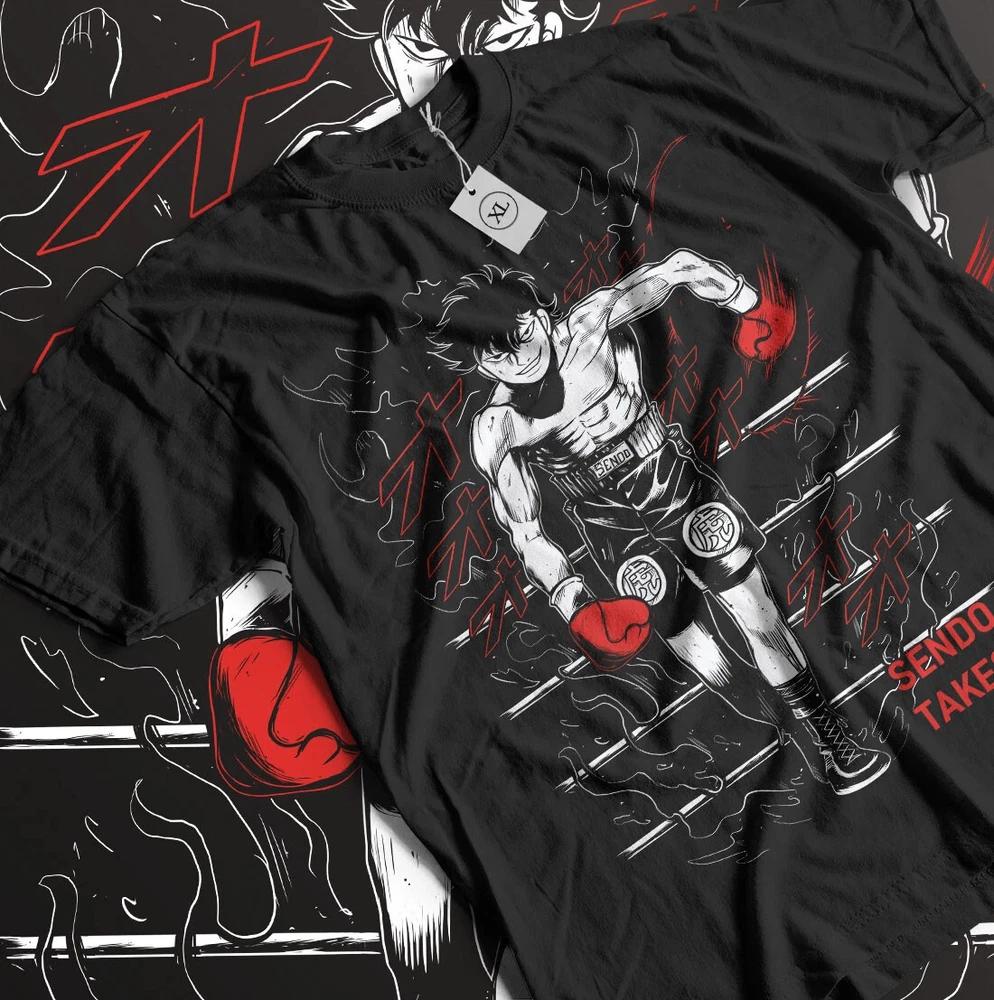 Anime Hajime No Ippo Boxing Gym Sendo Graphic Black TShirt All Size S