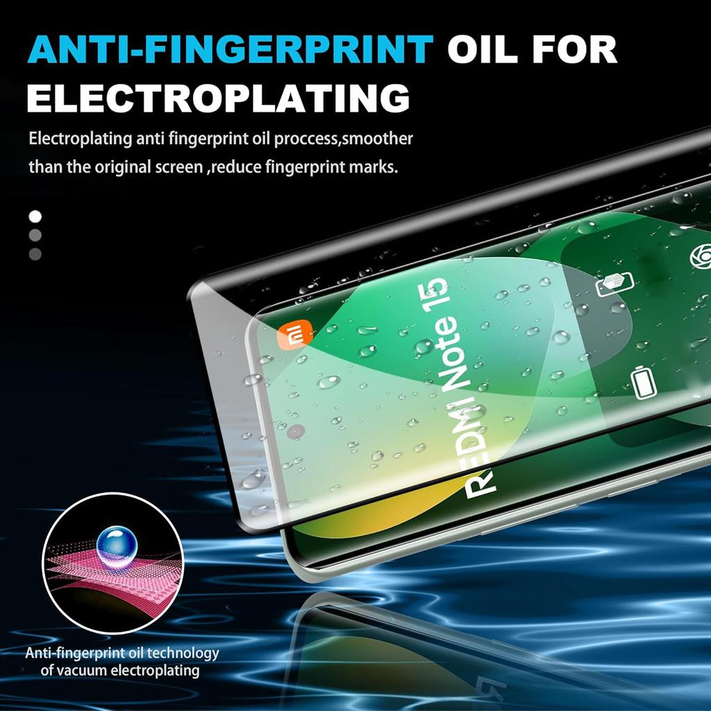 4Pcs 2+2 Pack 3D Curved Full Glue Tempered Glass Screen Protector+ Soft Camera Lens Film for Redmi Note 15/ Note 15 5G 15 Pro 4G/5G Note15 Pro+ Plus