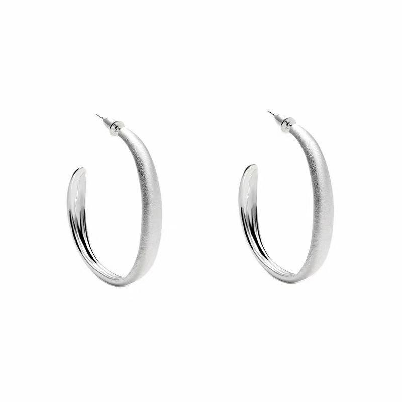 Damen Sterling Silber Mid-Ear Creolen, Kreisdesign mit S925 Silbernadel - Elegant und Einzigartig.