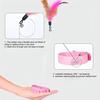 Cat Collar Feather Toy Interactive Cat Feather Wand Toy Hands Free Cat Teaser Wand with Bell Adjustable Collar for Indoor Kitty Solo Play