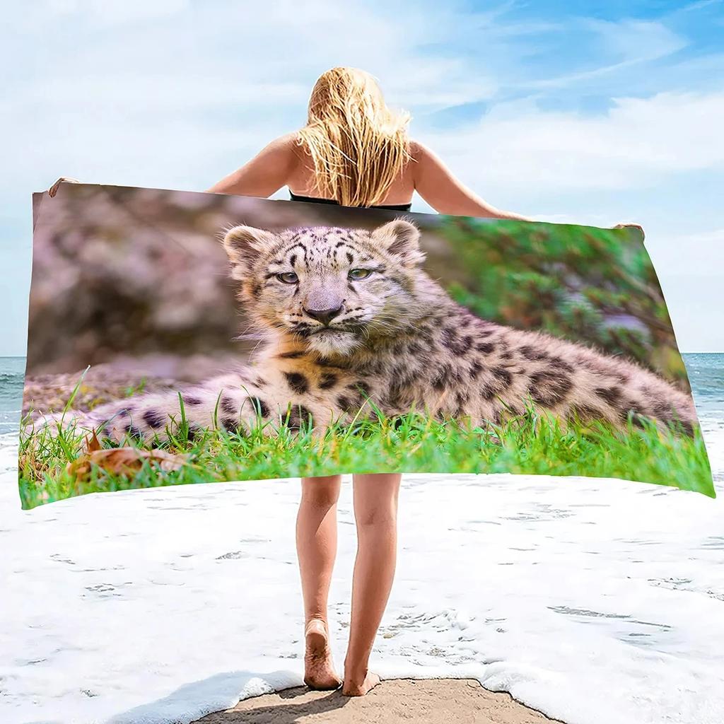 Cool Cheetah Beach Towel Wild Animal Print Bath Towel for Spa Travel Yoga Sport Camp Hiking Microfiber Quick Dry Swimming Cover