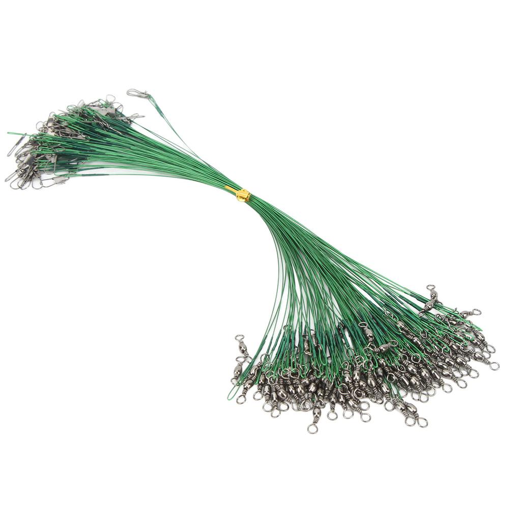 100PCS Fishing Leader Swivels Snap Anti Corroison Hard Steel Wire Leader for Saltwater 25cm / 9.8in