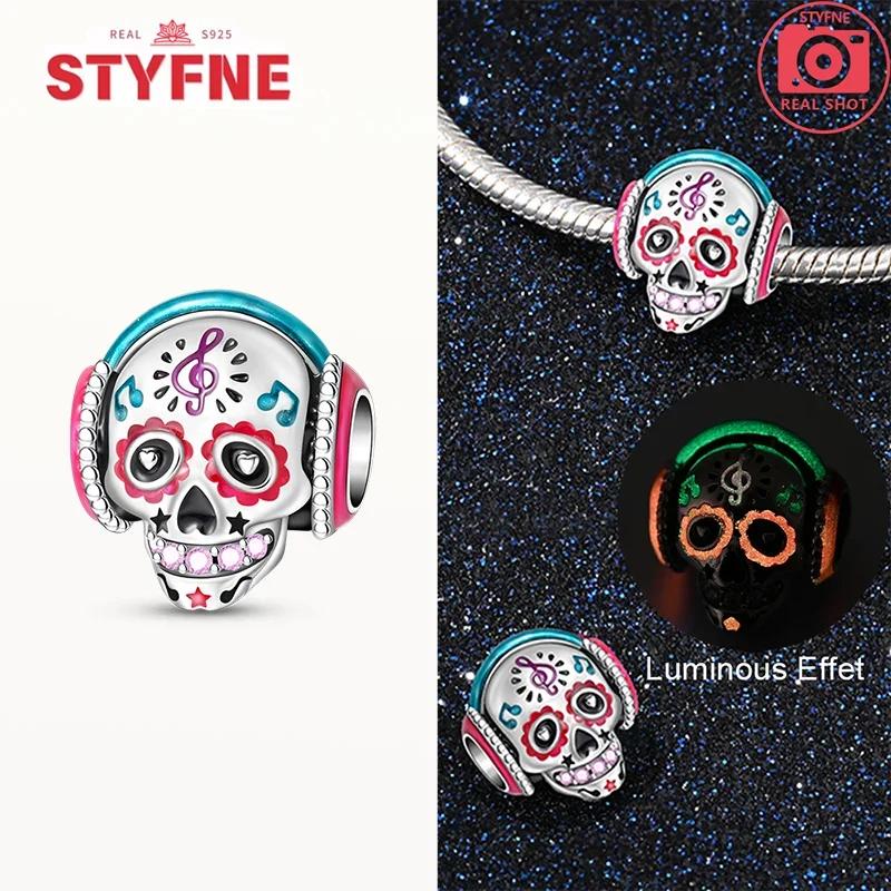 Copper Original New Halloween Series Luminous Skull Beads Fit Bracelet Diy Charm For Women Jewelry Fashion Giftcopper