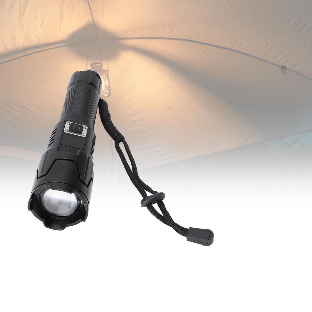 Super Bright Flashlight 3 Modes Zoomable IPX4 Waterproof Rechargeable LED Handheld Flashlight with L