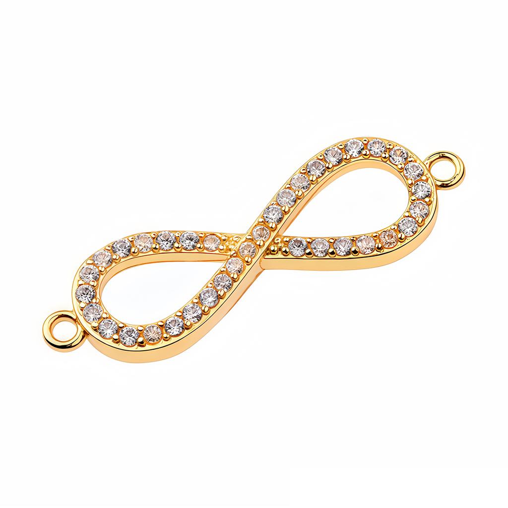 Brass Inlaid Zircon Rhinestone Infinity Charms Connectors for Bracelet Necklace DIY Jewelry Making Findings Crafts Accessories