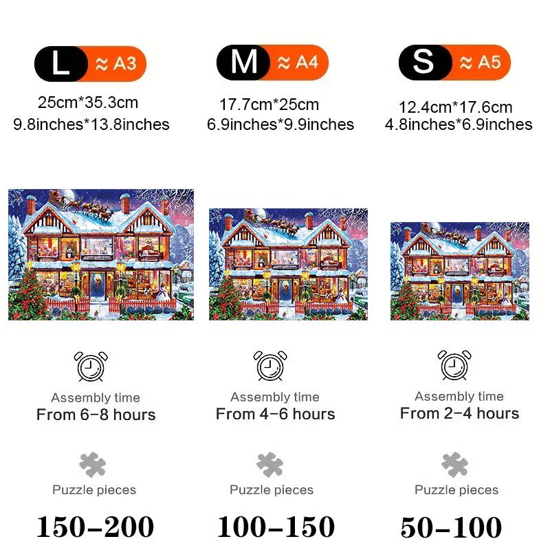 Christmas Wooden Puzzles for Adults Kids Craft Toys Intelligence Cube Learning & Education Building Blocks DIY Brain Teasers