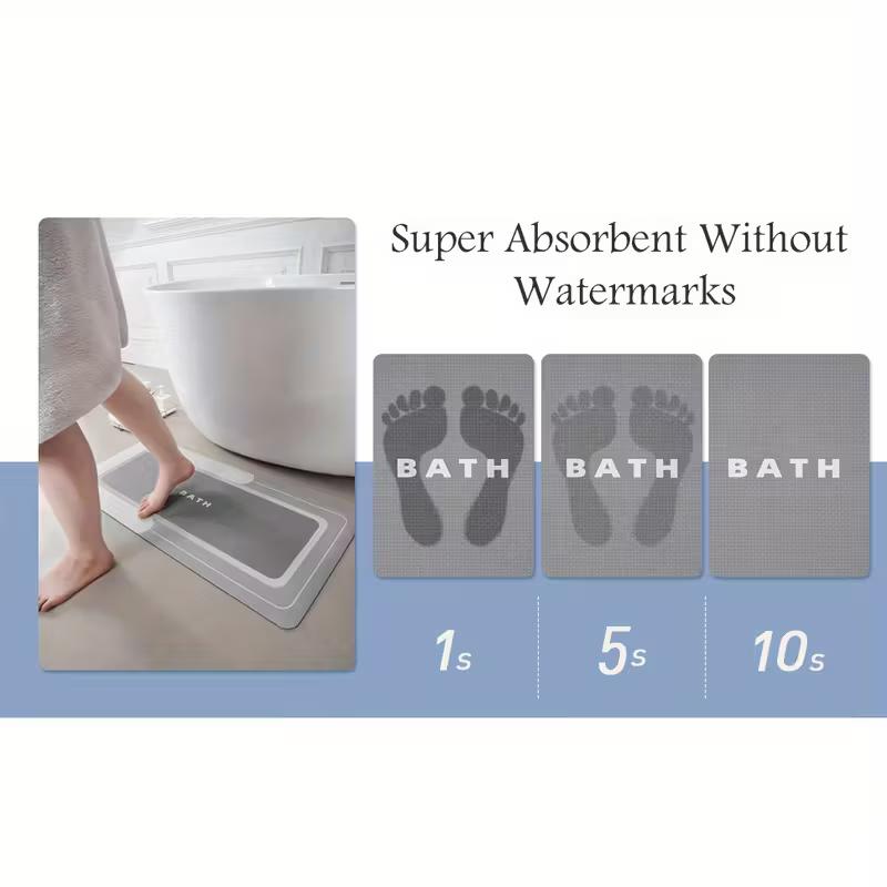 Protiskluzová koupelnová absorpční rohožka z křemeliny, měkký a super kvalitní rychleschnoucí sprchový kobereček