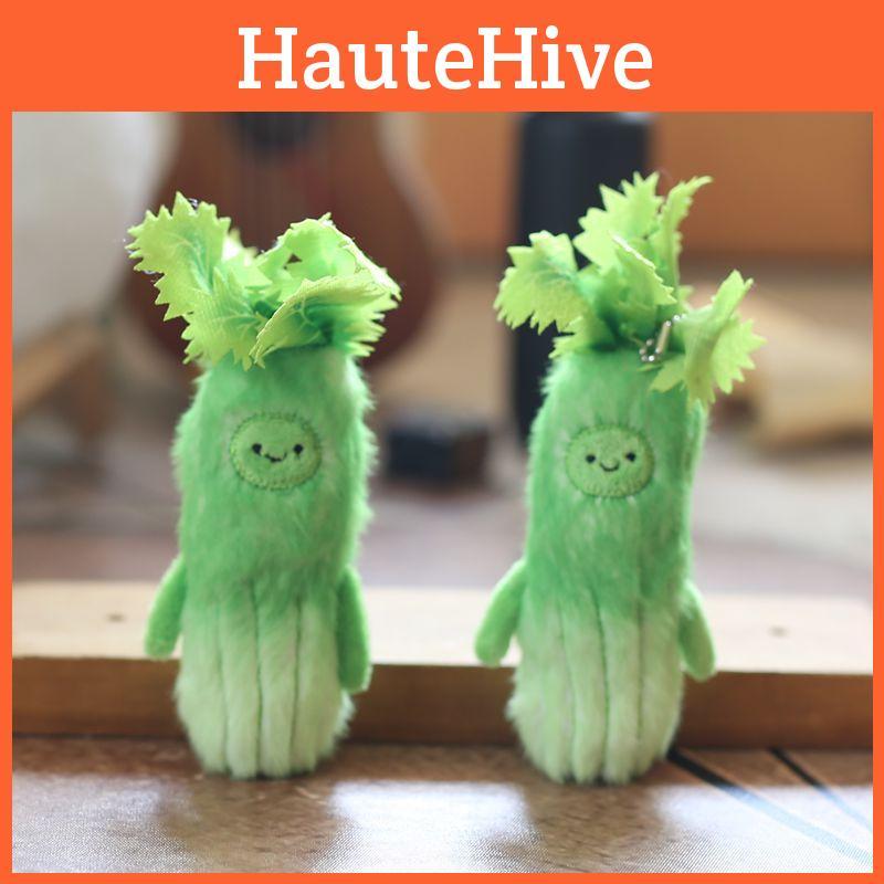 Veggie Plush Celery Keychain Stuffed Toy Pp Cotton Backpack Gift For Girls Kids