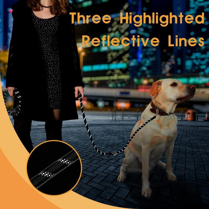 Dog Rope One Pull Two Double Head Non-slip Nylon Traction Rope Double Hook Reflective Dog Rope Two Ends