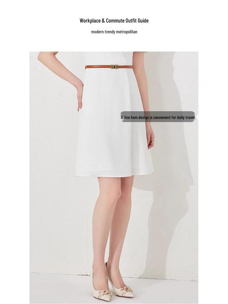 Women's Summer White Short Sleeve Professional Dress Skirt Suit - Slimming OL Workwear Fashion