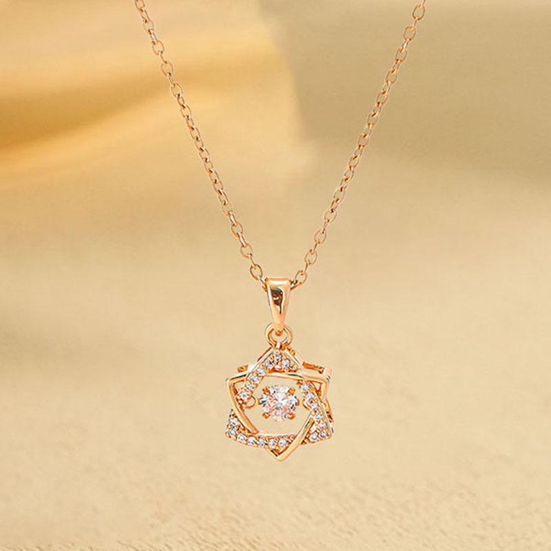 "2024 Intelligente Fünfzackiger Stern Anhänger Halskette - Leichter Luxus Europäisches & Amerikanisches Design für Frauen"