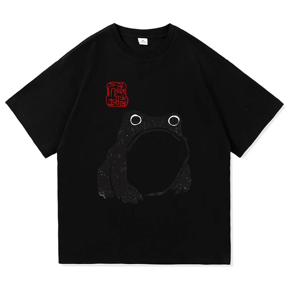 Vintage Unimpressed Frog T Shirt Fashion Men/Women Aesthetic Funny Japanese Anime T-Shirt High Quality Casual Cotton Tees Shirts