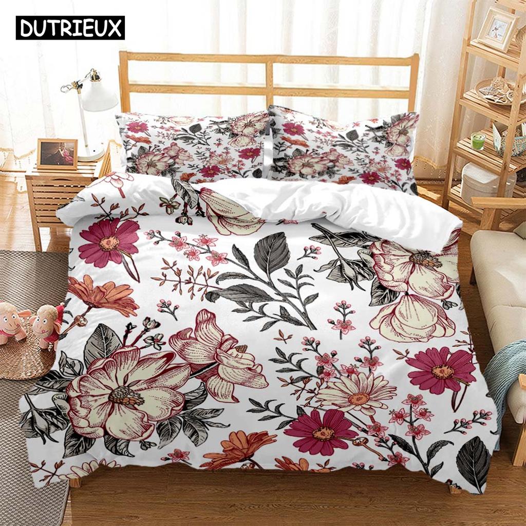 Plant Flowers Digital Print Polyester Bedding Sets Child Kids Covers Boys Bed Linen Set For Teens Bedding Set
