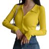 Women's Lapel Slim Fit Ribbed Button Sexy V-Neck Knitted Cardigan Sweater