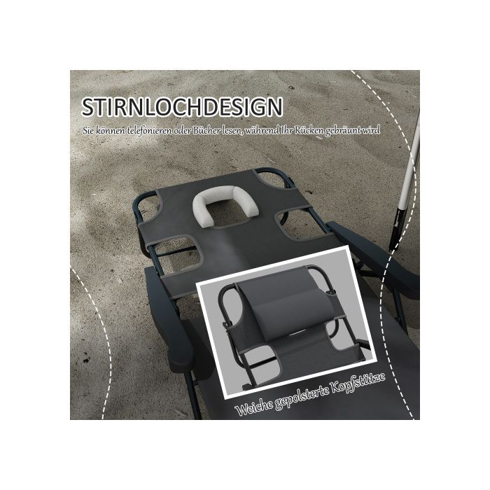 Chaise longue de jardin - MUVOE - Dossier réglable - Pliable - Résistante aux intempéries - 120 kg